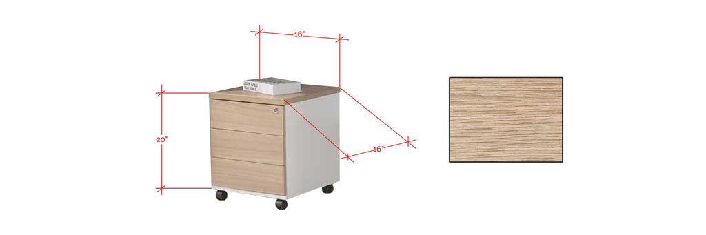 Kyoto Mobile Pedestal With Drawers In White Natural