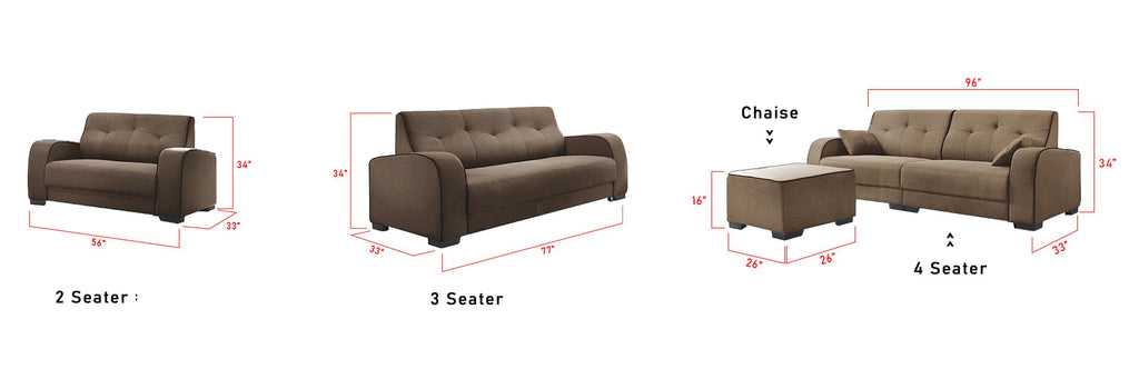 Kyra 234 Seater L Shaped Sofa Set with Chaise In 4 Colors