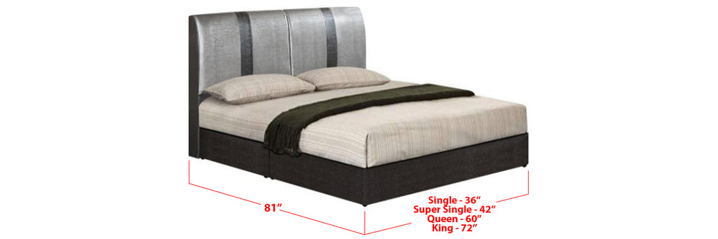 Lachlan Faux Leather Bed Frame Black  Grey In Single, Super Single, Queen, and King Size