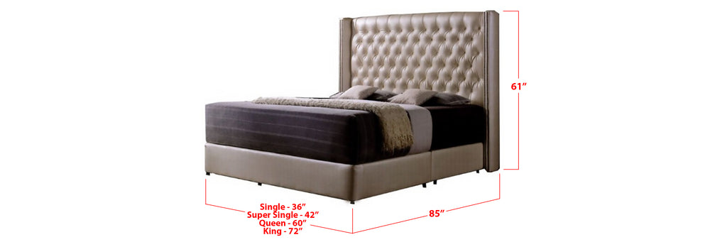 Lainey Faux Leather Bed Frame Beige In Single, Super Single, Queen, and King Size