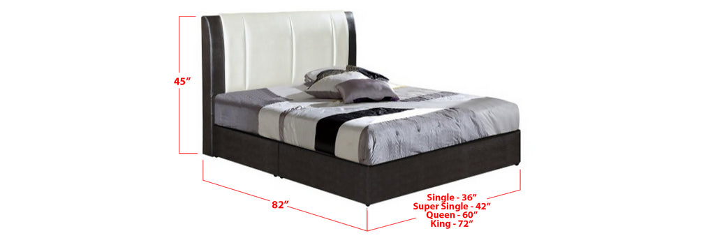 Lalu Faux Leather Bed Frame Black  White In Single, Super Single, Queen, and King Size