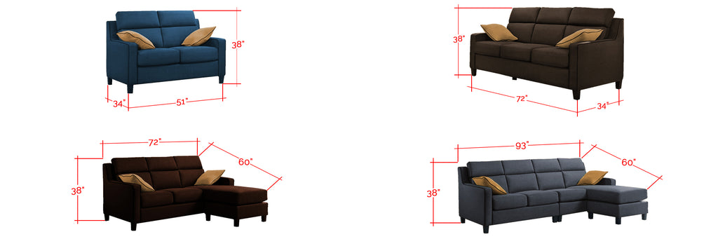 Furnituremart Kim Fabric 2/3 Seater Sofa and 2/3 Seater L Shape Sofa Set With Chaise
