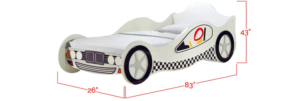 Marc Series Children Race Car Bed White In Single Size