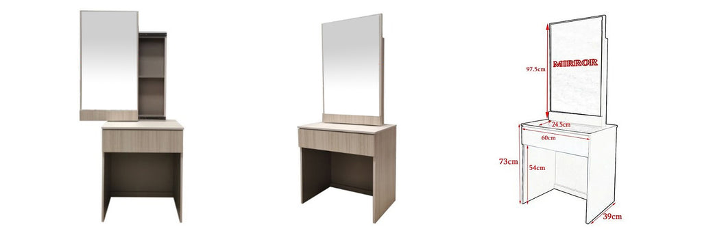 Minna Series 4 Makeup Dressing Table With Stool In White Wash