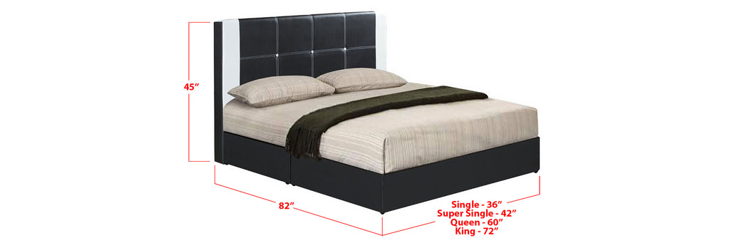 Neal Faux Leather Bed Frame Black In Single, Super Single, Queen, and King Size