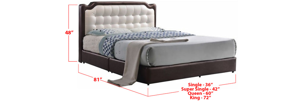 Nia Faux Leather Bed Frame Brown In Single, Super Single, Queen, and King Size