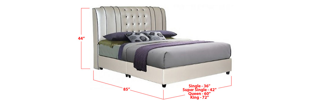 Nova Faux Leather Bed Frame Beige In Single, Super Single, Queen, and King Size