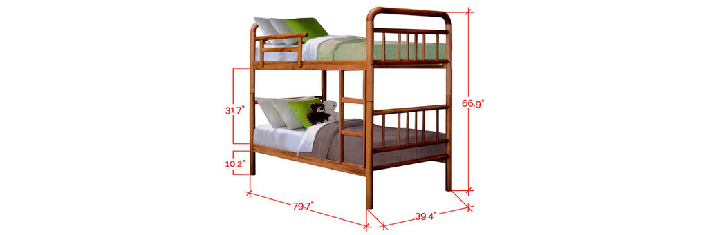 Olga Wooden Double Decker Bed Frame Natural In Single Size
