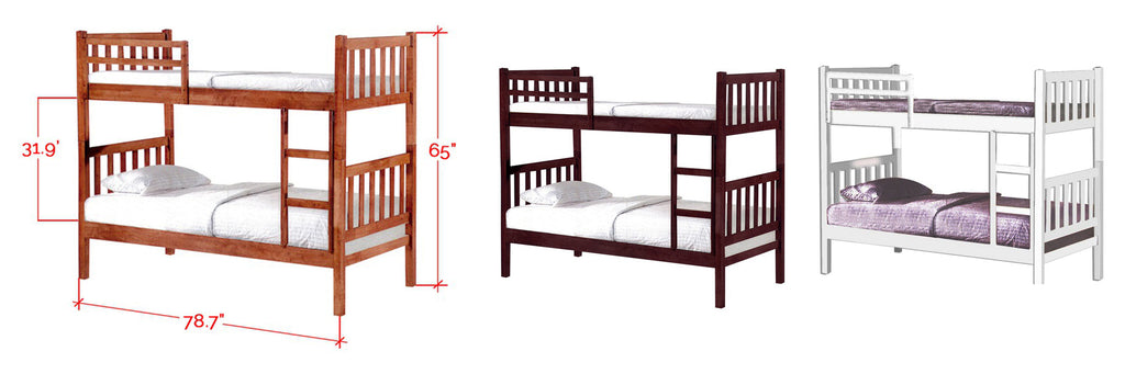 Oliver Wooden Double Decker Bed Frame Cherry In Single Size