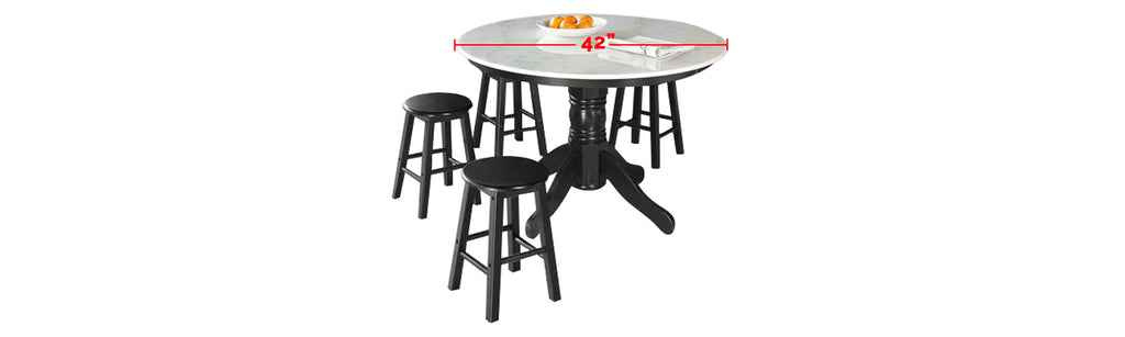 Reigh Series 2 Natural Marble Dining Set In Black