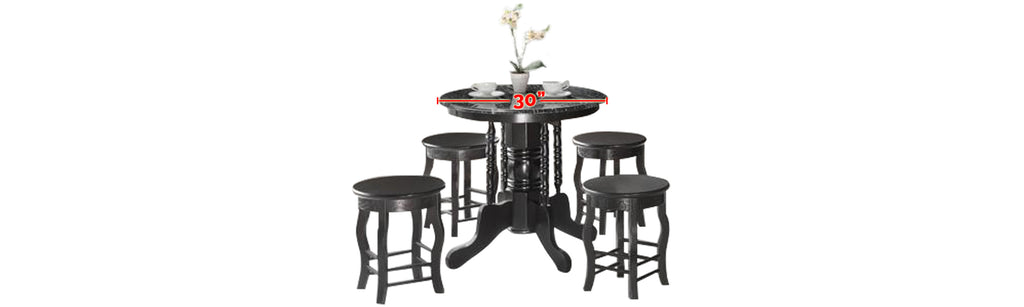 Reigh Series 3 Natural Marble Dining Set In Black Black