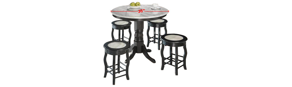 Reigh Series 8 Natural Marble Dining Set In White Black