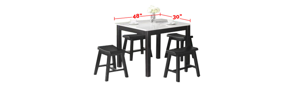 Reigh Series Natural Marble Dining Set In Black