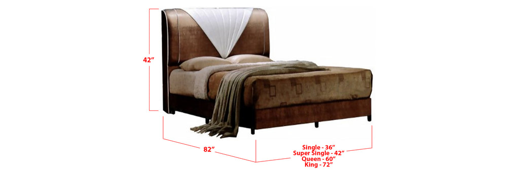 Roux Faux Leather Bed Frame Dark Brown In Single, Super Single, Queen, and King Size