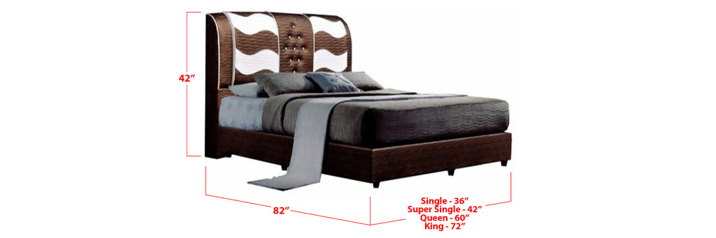 Sage Faux Leather Bed Frame Brown White In Single, Super Single, Queen, and King Size