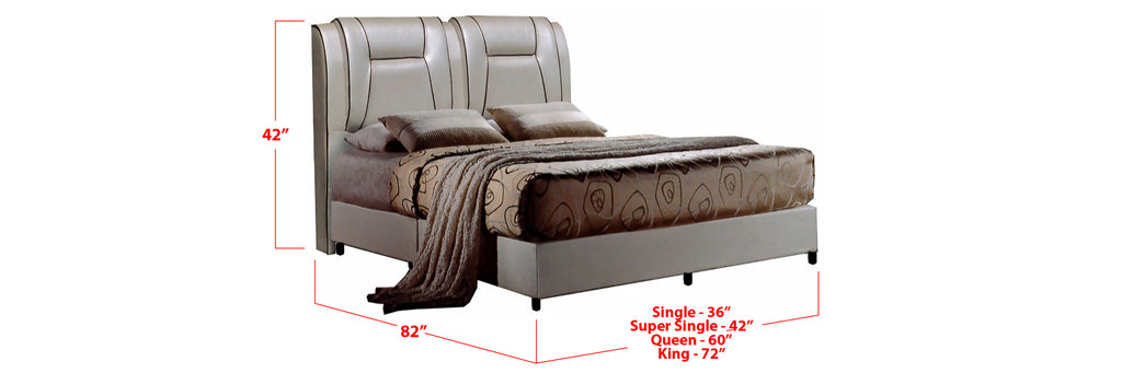 Scout Faux Leather Bed Frame Beige In Single, Super Single, Queen, and King Size