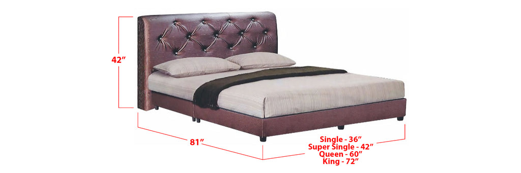 Shae Faux Leather Bed Frame Purple In Single, Super Single, Queen, and King Size