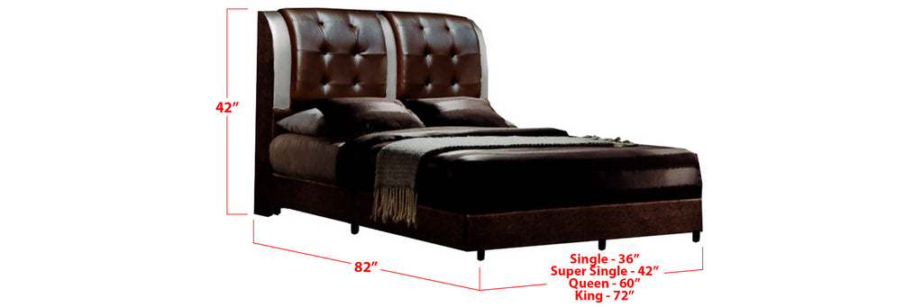 Sutton Faux Leather Bed Frame Dark Brown In Single, Super Single, Queen, and King Size