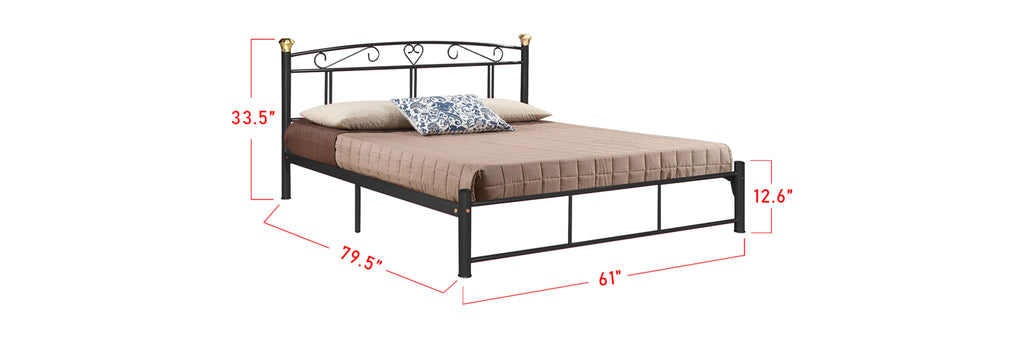 Suzana Series 13 Metal Bed Frame Black In Queen Size