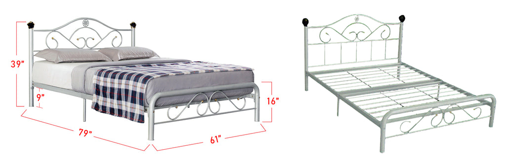 Suzana Series 4 Metal Bed Frame White In Queen Size