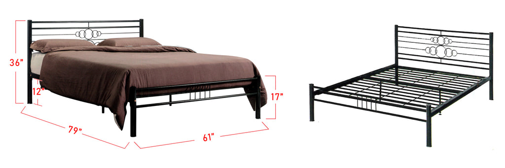 Suzana Series 6 Metal Bed Frame Black In Queen Size