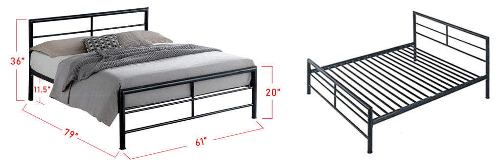 Suzana Series 7 Metal Bed Frame Black In Queen Size