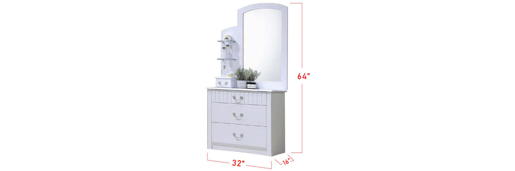 Yoon Series F Korean Style Dressing Table In White
