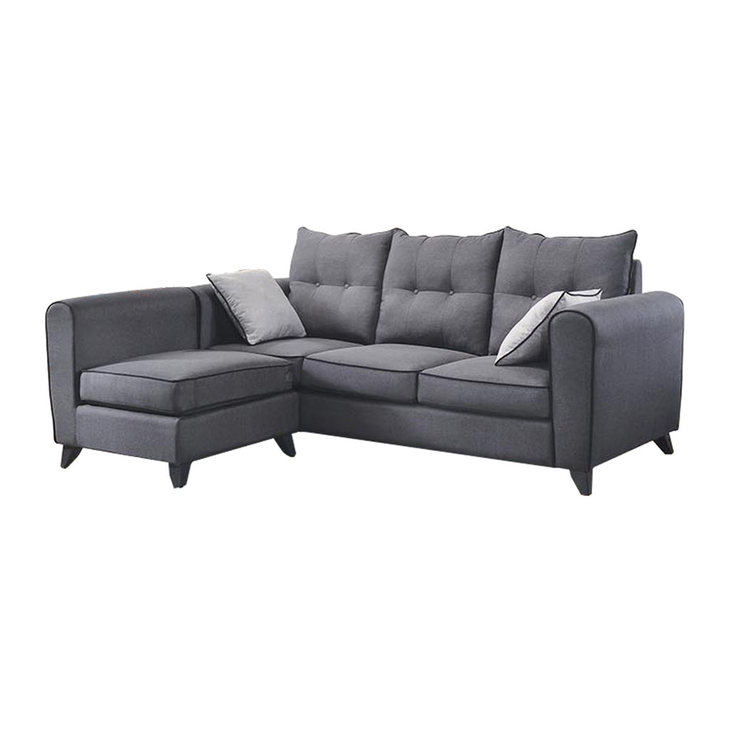 grey fabric lounge with chaise