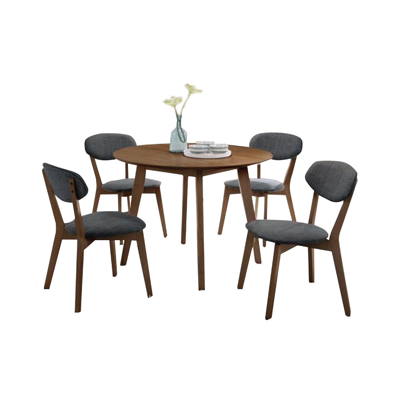 dark wood round dining table set