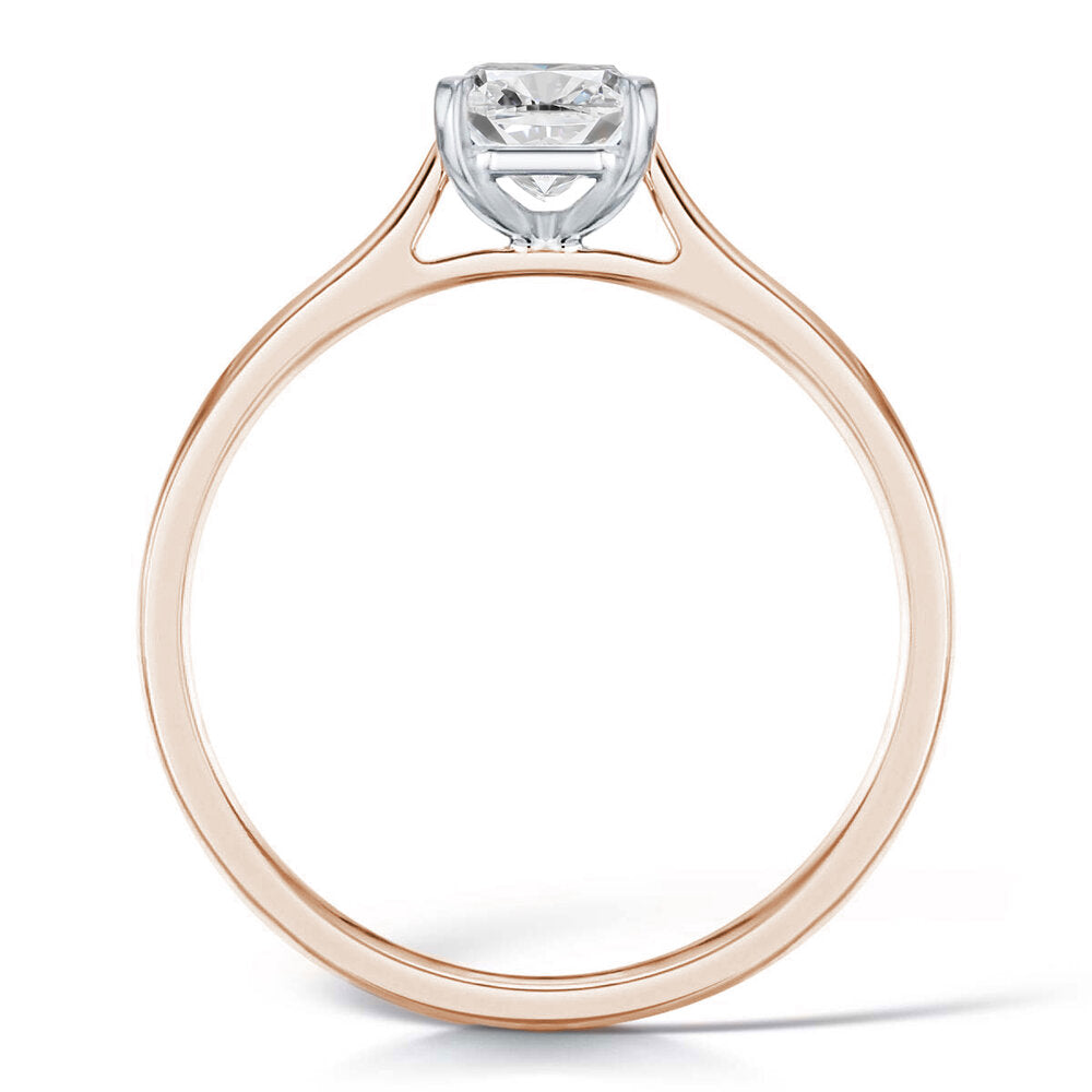 18ct Rose Gold 0.50ct Cushion Cut Diamond Solitaire Engagement Ring ...