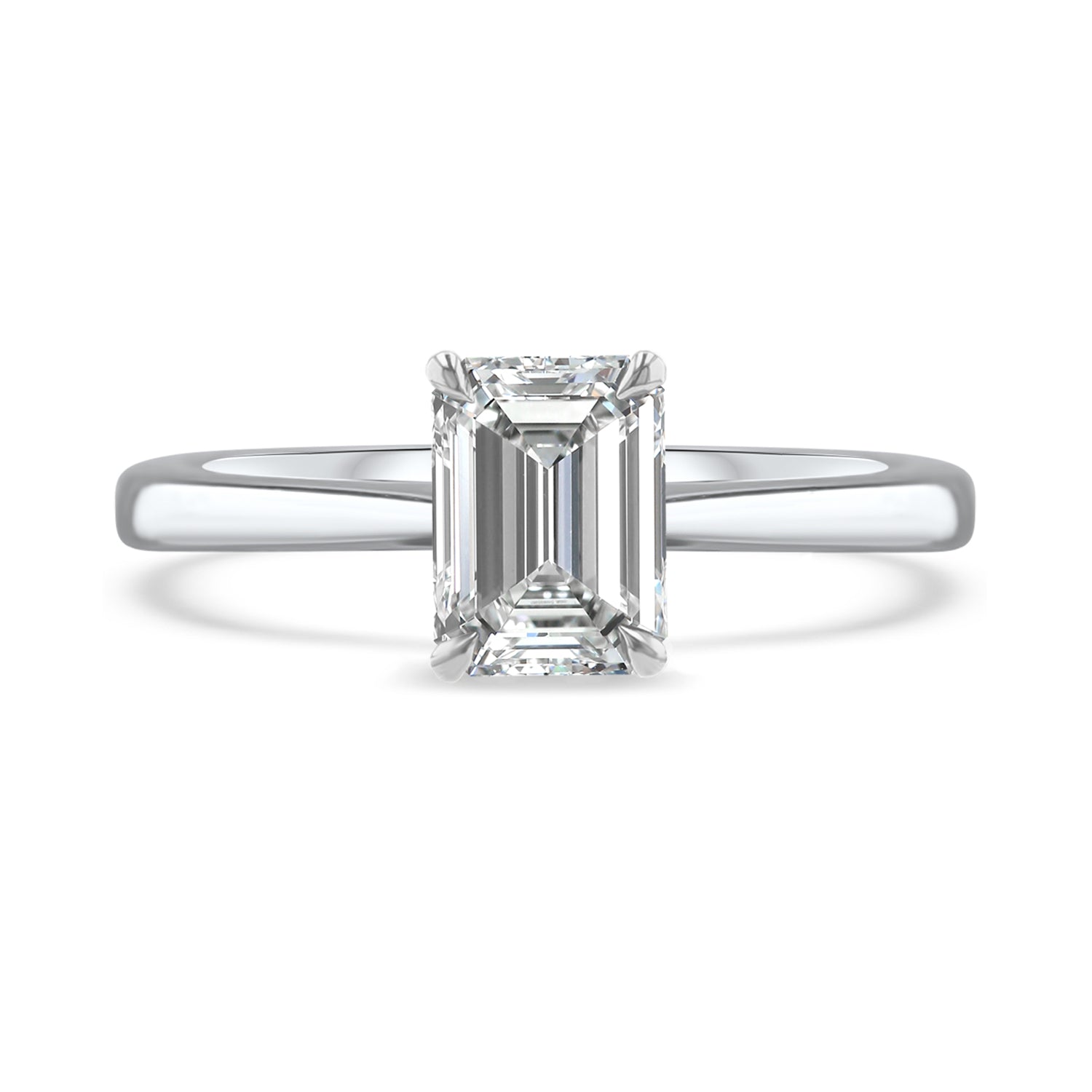 Platinum 1.00ct Emerald Cut Diamond Solitaire Engagement Ring – Bow ...