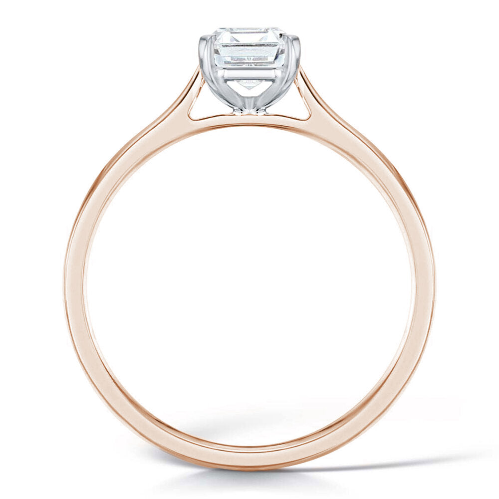 18ct Rose Gold 1.25ct Emerald Cut Diamond Solitaire Engagement Ring ...