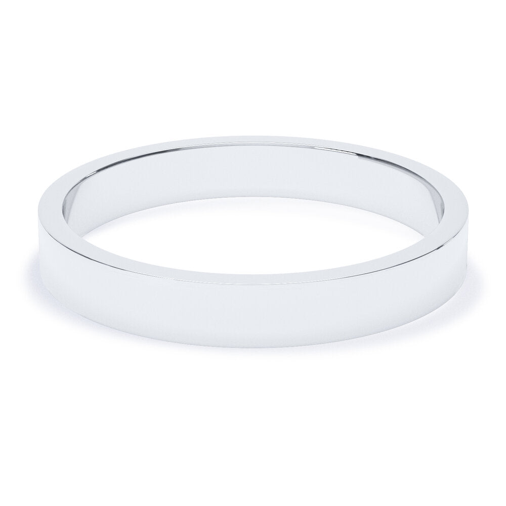 3mm Polished Flat Profile Wedding Band – Bow & Co Jewellery Ltd