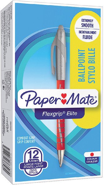 12x Paper Mate Flexgrip Elite balpen rood breed