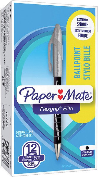 12x Paper Mate Flexgrip Elite balpen zwart breed