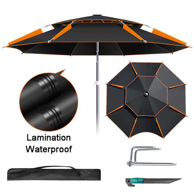 2.5M Parasol Vissen Paraplu Outdoor Camping Luifel Dubbele Laag Afneembare Aanpassing Richting Zonne