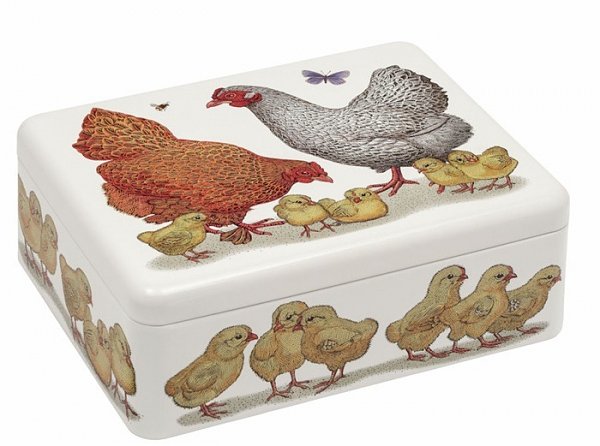Storage Tin Chicken Family - Tin - Rectangle - 20 x 15 x 7 cm
