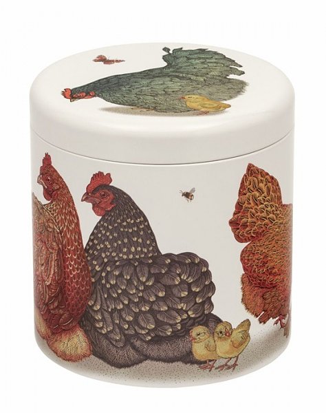 Storage Canister Chicken Family - Storage Canister - Tin - Round - Ø 17 cm x 17 cm