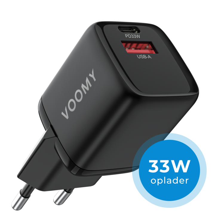 Voomy M40 Quick Charger 33W USB A & USB C Black