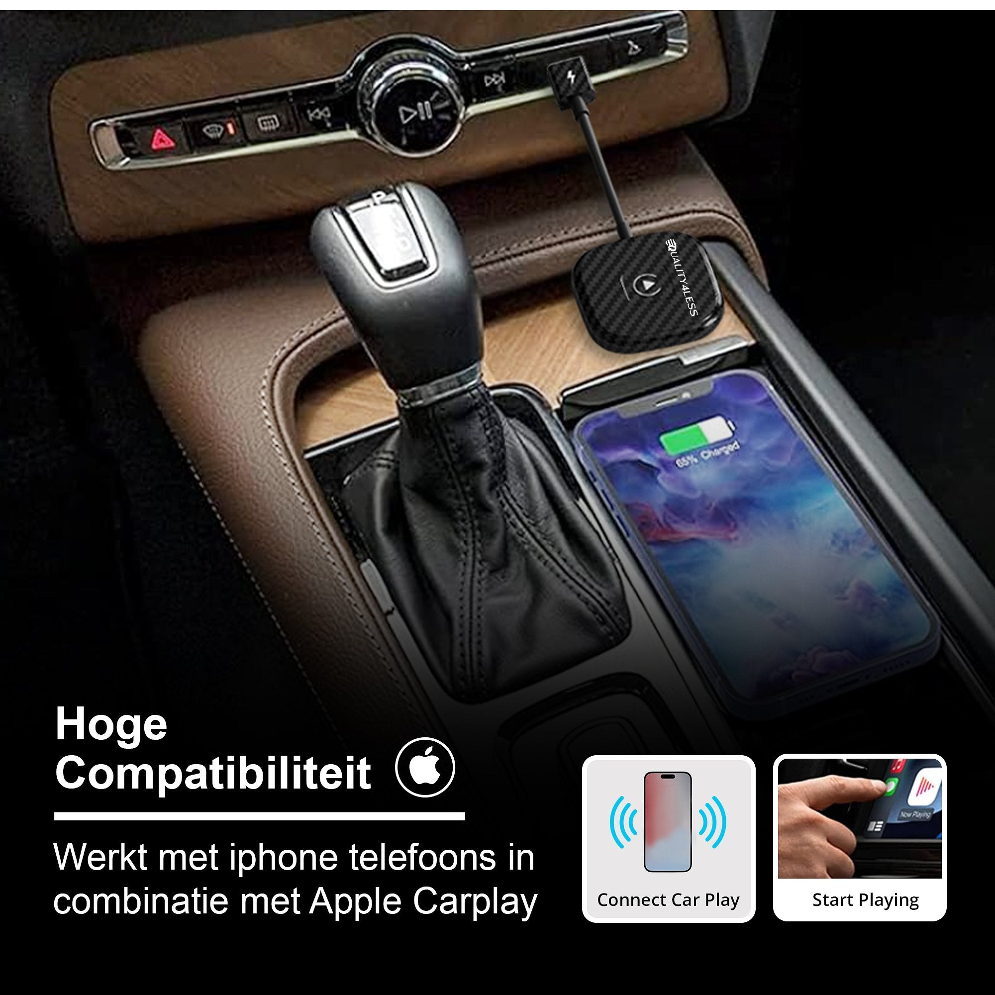 Quality4Less™ - Luxe Dongle voor Carplay - Draadloos verbinden met Apple Carplay - 2024 Model