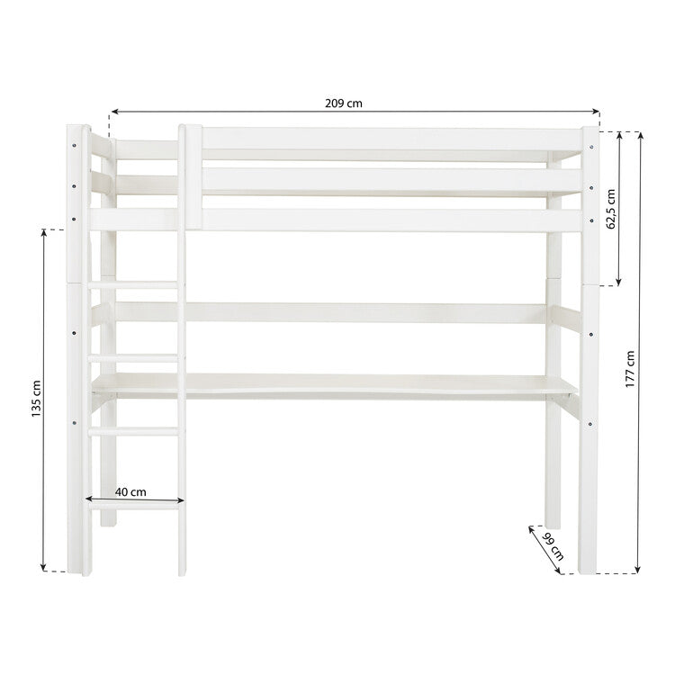 Hoppekids ECO Luxury High sleeper 90x200 cm with desk, White