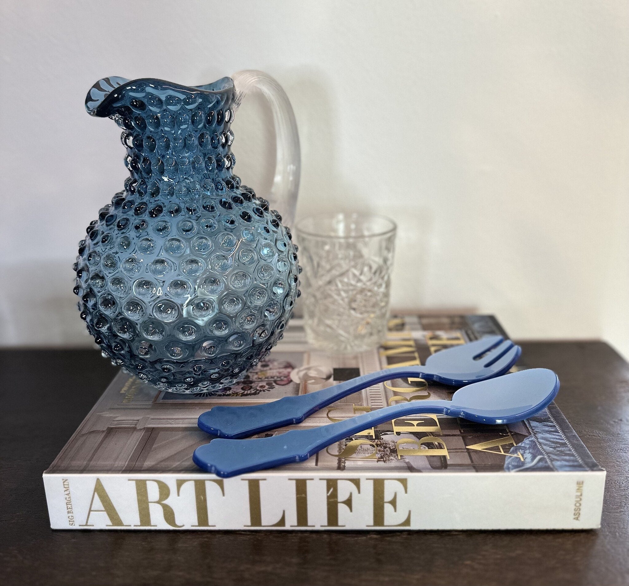 Anna Von Lipa Waterkan Schenkkan Karaf Glas Paris Hobnail Kan 2L Blue Smoke Blauw