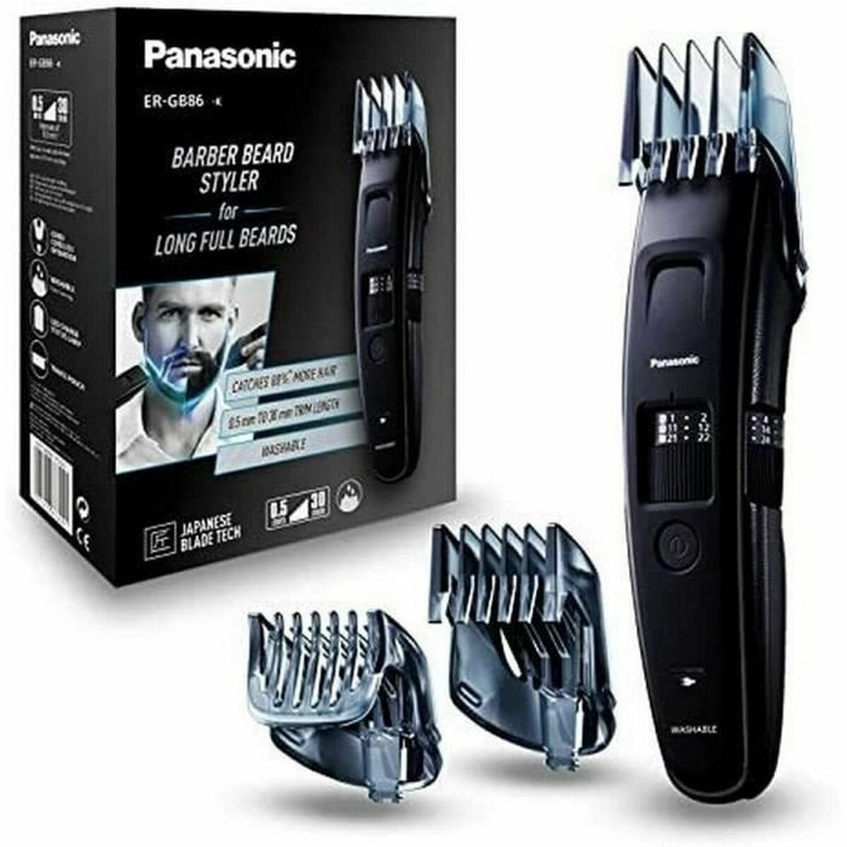 Baard en haar trimmer Panasonic ER-GB86-K503 0,5-30 mm (3 Stuks)