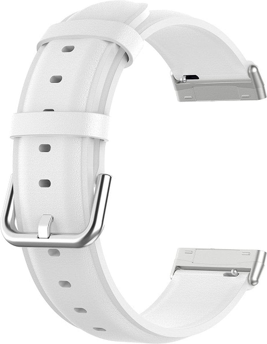 bandje geschikt voor Fitbit Versa 3 - Tailed Leren - Wit