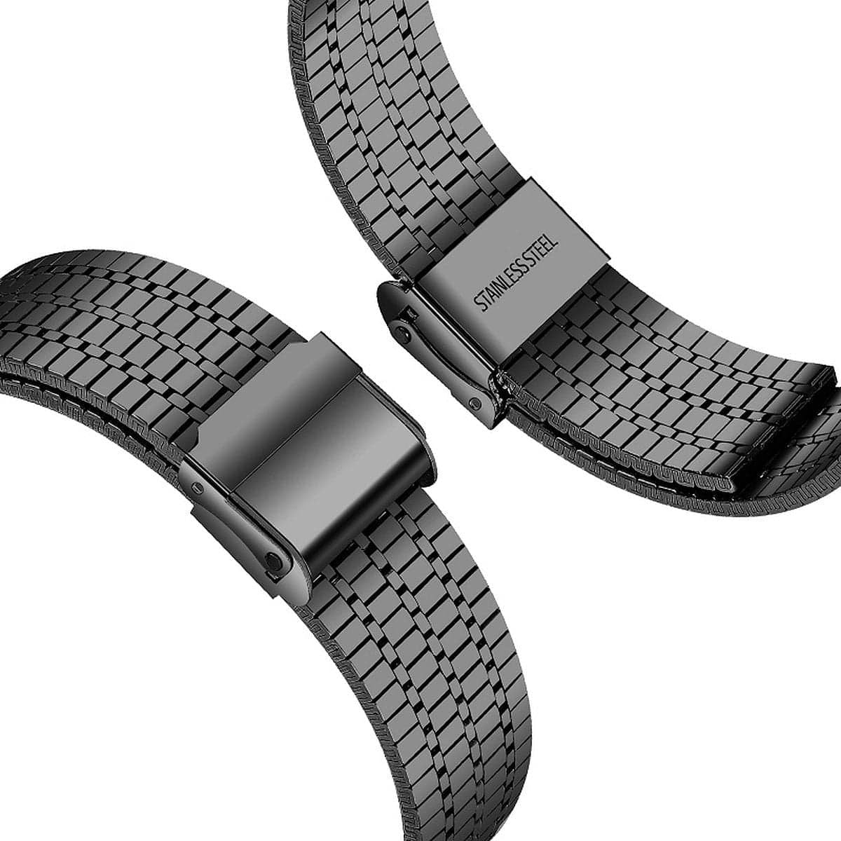 bandje geschikt voor Fitbit Versa 4 - Metalen RVS Schakel - Zwart