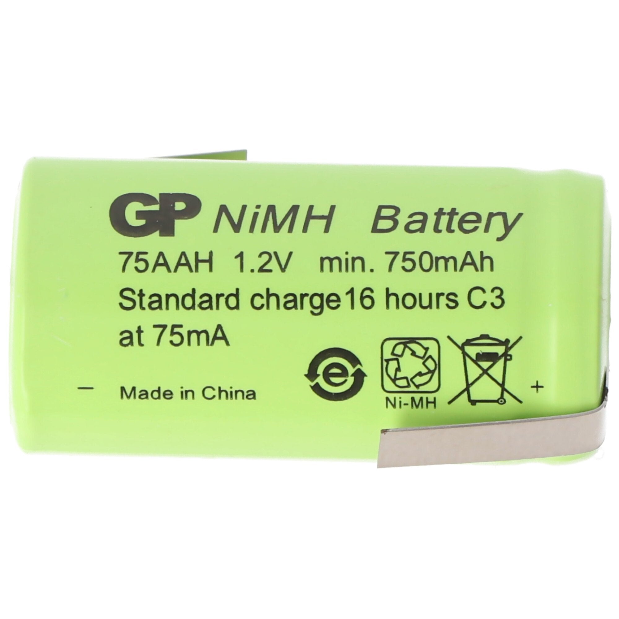 Batterij 2 / 3AA NiMH-batterij met soldeerplaatje Z-vorm 650mAh