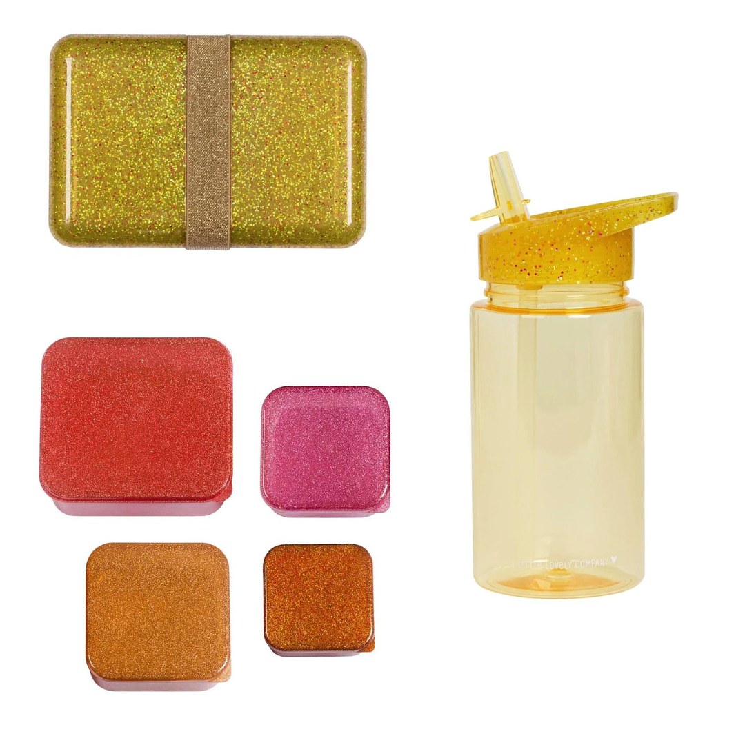 BEAU by Bo Sticky Lemon rugzak small + A Little Lovely Company back to school set Glitter Goud