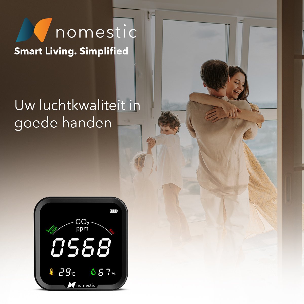 Nomestic Airsight CO2 Meter - Met Hygrometer en Thermometer - Zelfkalibrerende NDIR-sensor