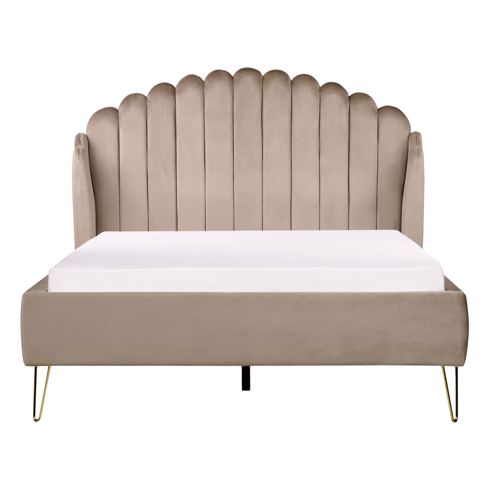 Beliani AMBILLOU - Tweepersoonsbed - Taupe - 140 x 200 cm - Fluweel