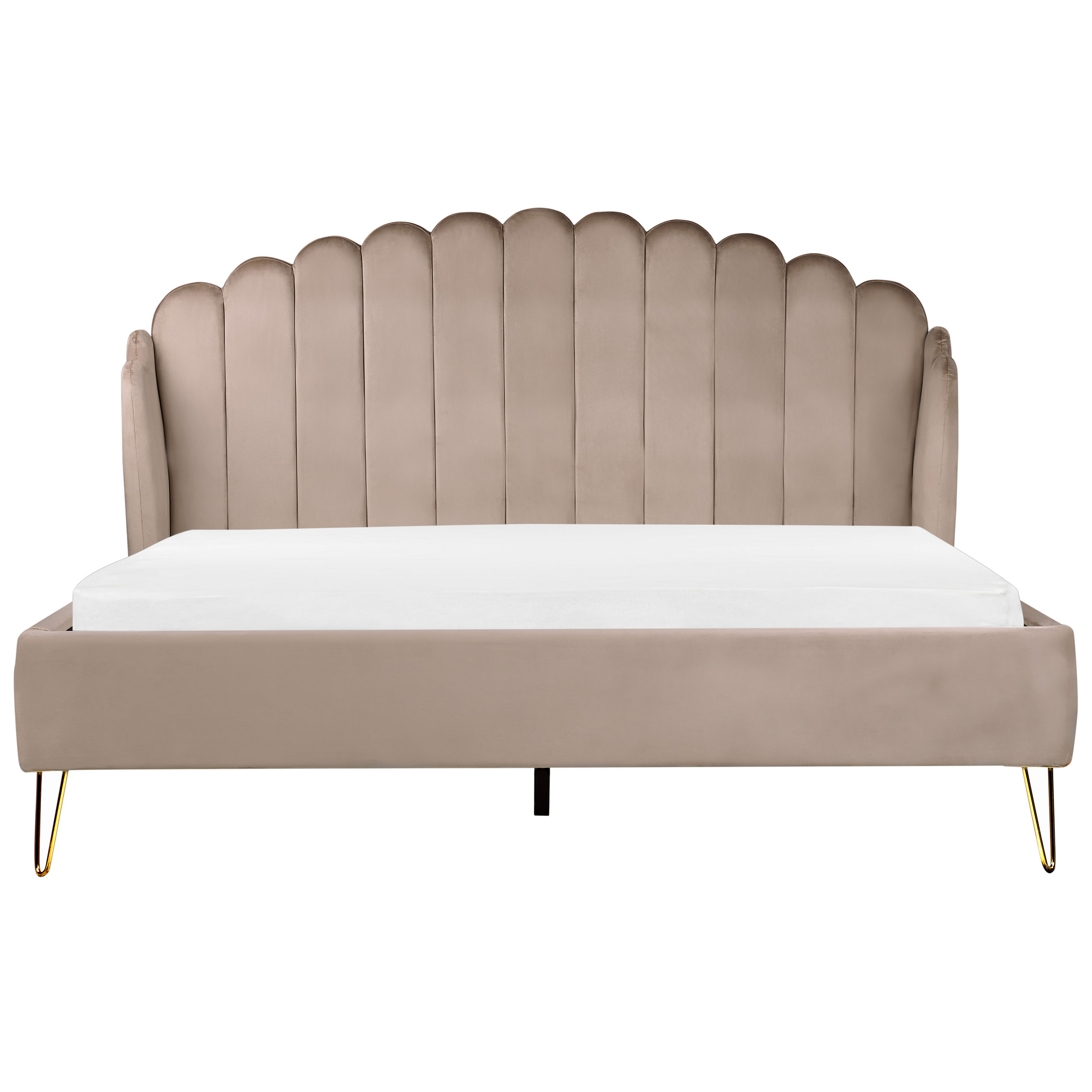 Beliani AMBILLOU - Tweepersoonsbed - Taupe - 180 x 200 cm - Fluweel